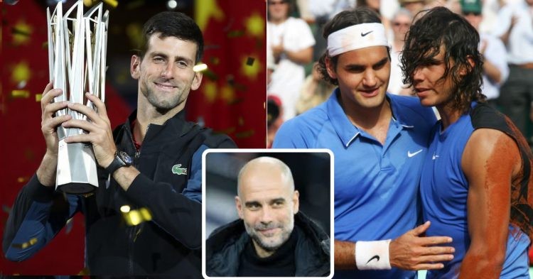 From L to R - Novak Djokovic, Pep Guardiola, Roger Federer, and Rafael Nadal