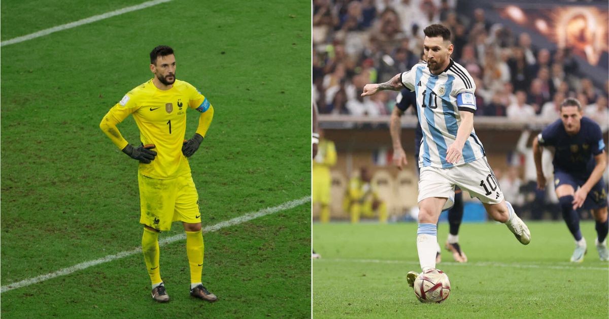 Hugo Lloris and Lionel Messi at the 2022 World Cup final