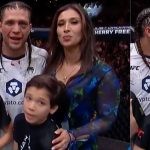 Brian Ortega with his wife and kids at UFC Mexico