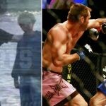 Chuck Liddell falls off a boat while talking to some people (L) Liddell gets punched int he face by his opponent (R)