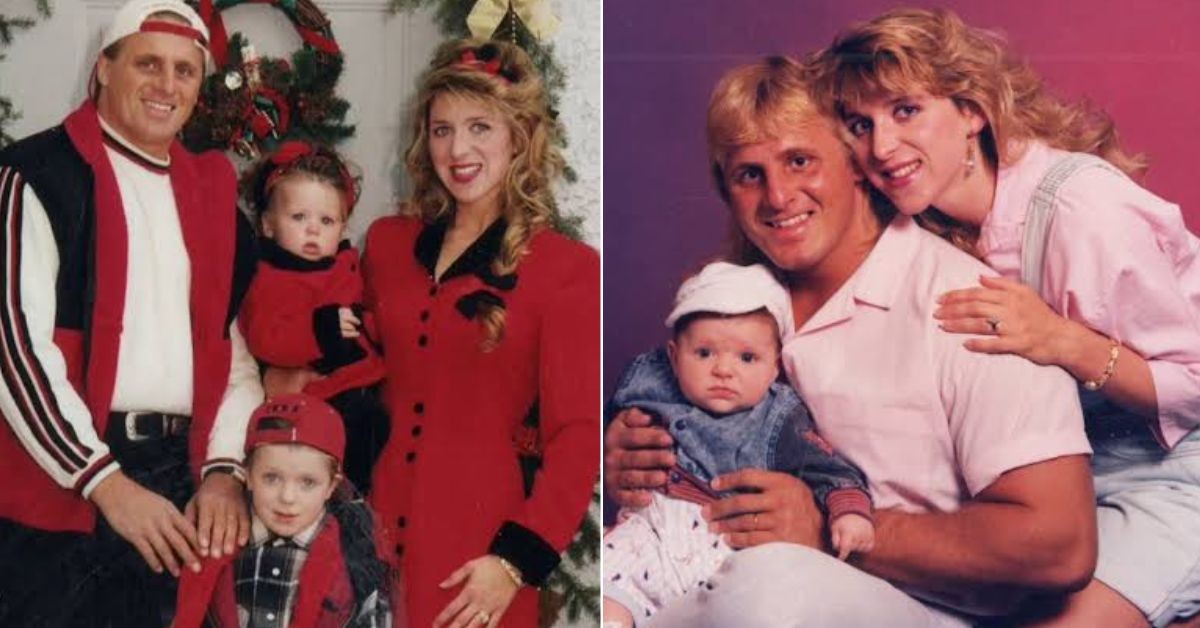Owen Hart with his wife and children