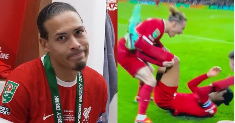 Report on Konstantinos Tsimikas who was the subject of trolling from the soccer community for his celebration with Virgil Van Dijk