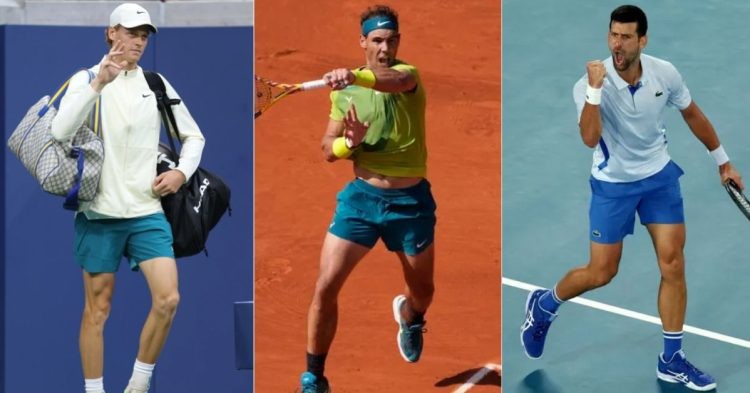 Jannik Sinner, Rafael Nadal, and Novak Djokovic (Credits Getty Images)
