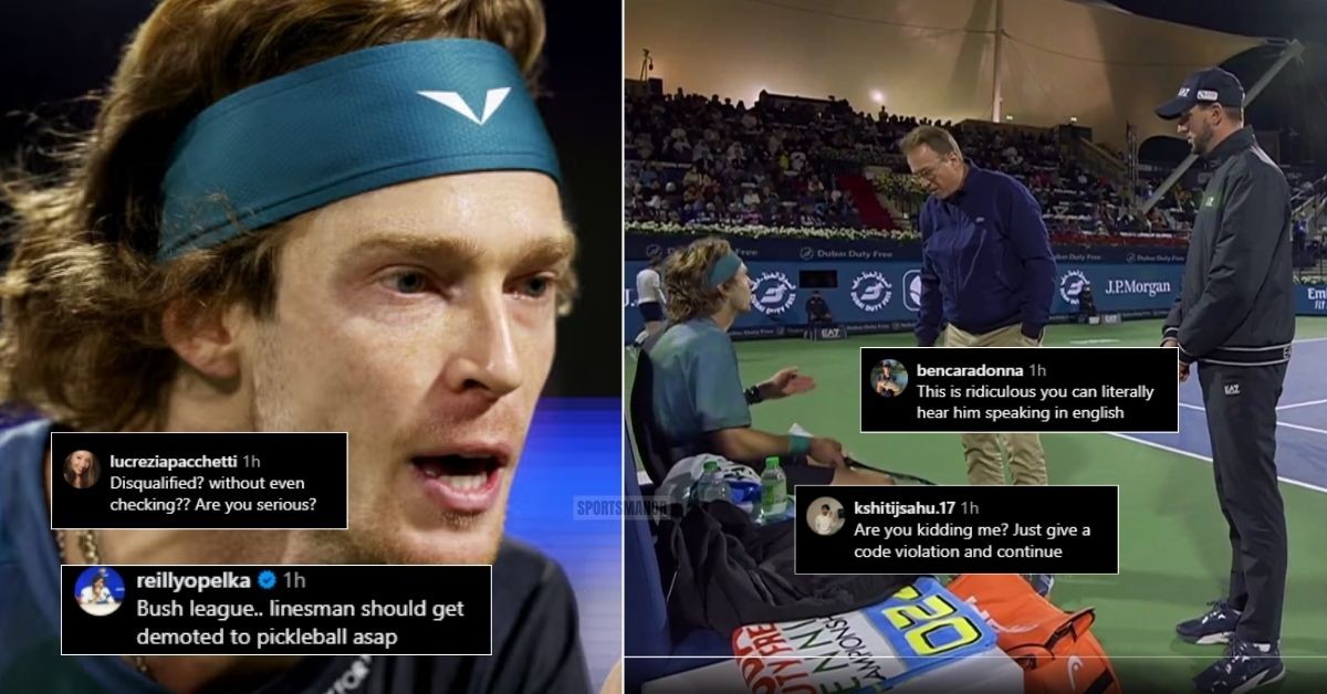Fans react to Andrey Rublev getting defaulted at Dubai Tennis Championships