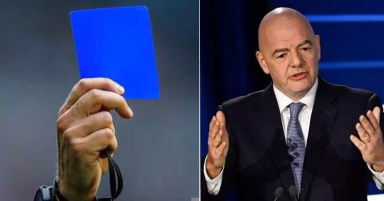 Blue card and Gianni Infantino