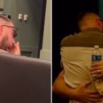 Travis Kelce and Jason Kelce crying after retirement speech.