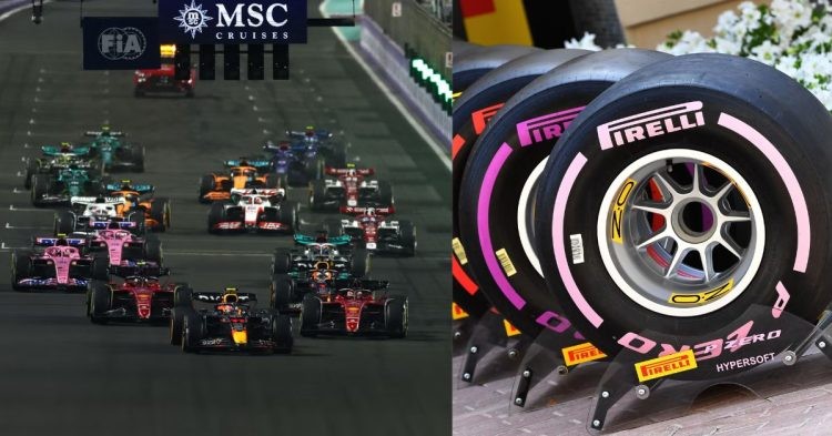 Saudi Arabia Grand Prix (left), Pirelli F1 tires (right) (Credits- The Independent, F1)