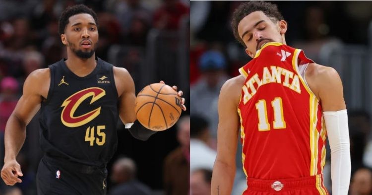Cleveland Cavaliers' Donovan Mitchell and Atlanta Hawks' Trae Young
