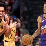 Phoenix Suns' Devin Booker and Toronto Raptors' Scottie Barnes