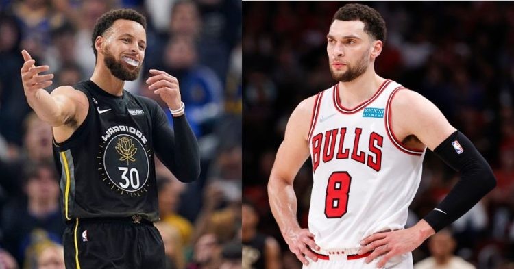 Golden State Warriors' Stephen Curry and Chicago Bulls' Zach LaVine