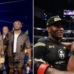 Francis Ngannou and Kamaru Usman walking out for boxing bout against Tyson Fury