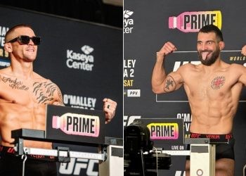 UFC 299 weigh in- Dustin Poirier vs. Benoit Saint-Denis