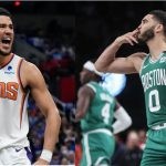 Phoenix Suns' Devin Booker and Boston Celtics' Jayson Tatum