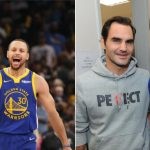 Klay Thompson and Steph Curry along with Roger Federer