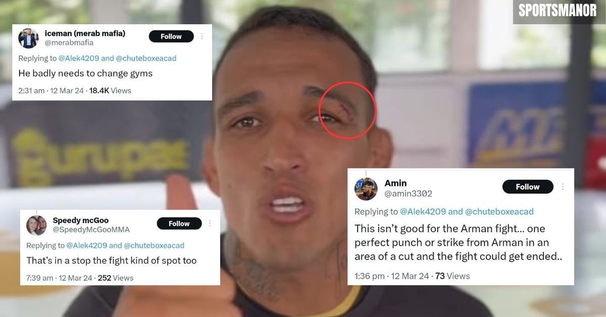 Fans react to Charles Oliveira's newly surfaced cut above the eye