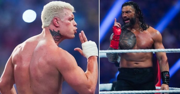Cody Rhodes and Roman Reigns face off each other at Wrestlemania 40