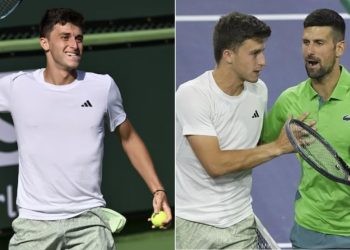 Luca Nardi and Novak Djokovic