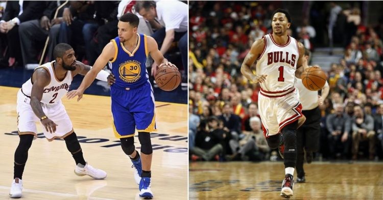 Derrick Rose and Steph Curry with Kyrie Irving