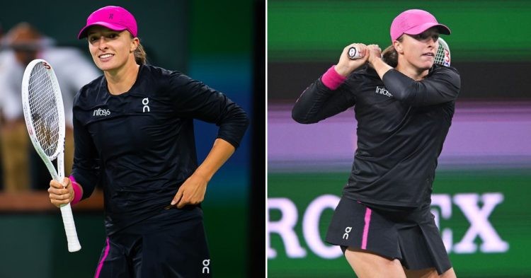 Iga Swiatek during her fourth round match at 2024 Indian Wells. (Credits- X, Jimmie48/WTA)