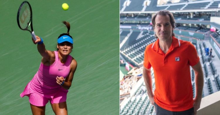 L Emma Raducanu at Indian Wells; R Tommy Haas, Tournament Director at Indian Wells