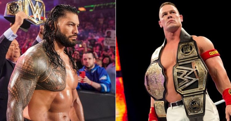 Roman Reigns (left) and John Cena (right)