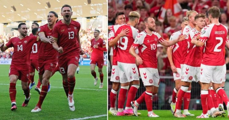 Serbia national team (L) Denmark national team (R) for UEFA Euro 2024 qualifiers