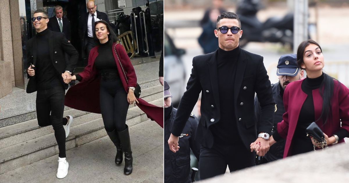 Cristiano Ronaldo and Georgina Rodriguez on their way to the court