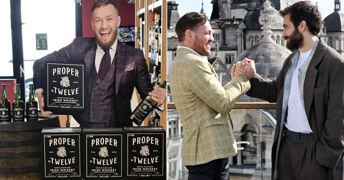 Conor McGregor's liquor business - Proper 12 (L) McGregor and Jake Gyllenhaal promoting Road House (R)