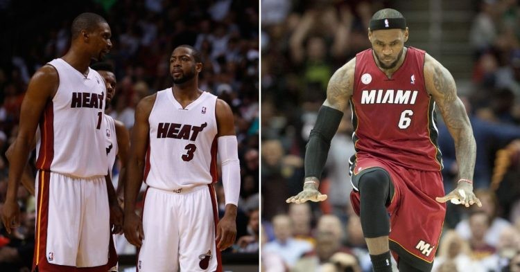 Chris Bosh and Dwyane Wade (Left) LeBron James (Right) (Credits - NBC Sports and Bleacher Report)