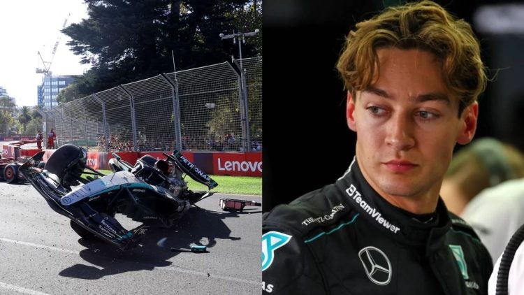 George Russell crash at Australia (left), Russell (right) (Credits- F1, PlanetF1)