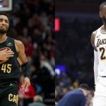 Los Angeles Lakers' LeBron James and Cleveland Cavaliers' Donovan Mitchell