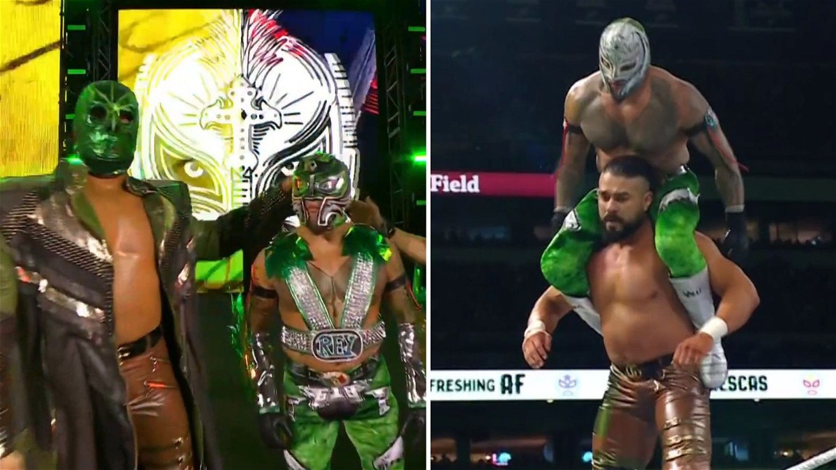 Rey Mysterio and Andrade at WrestleMania XL
