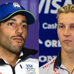 Daniel Ricciardo (left, Liam Lawson (right) (Credits- The Mirror, PlanetF1)