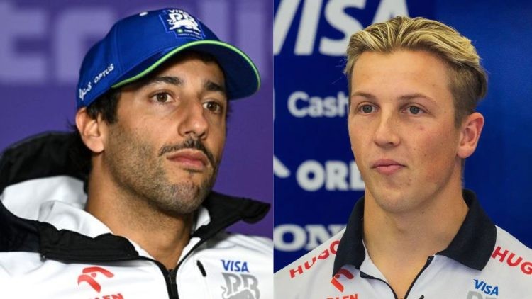 Daniel Ricciardo (left, Liam Lawson (right) (Credits- The Mirror, PlanetF1)