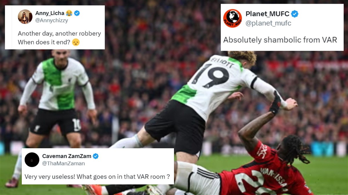 Fans react to Aaron Wan Bissaka's controversial foul on Harvey Elliot
