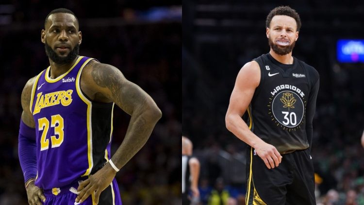 Los Angeles Lakers' LeBron James and Golden State Warriors' Steph Curry