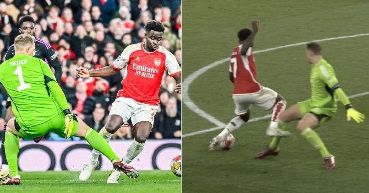 Bukayo Saka gets denied a late penalty in Arsenal's 2-2 draw against Bayern Munich