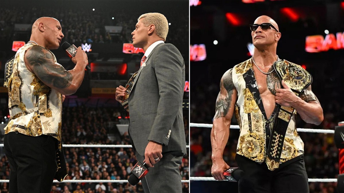 Cody Rhodes and Dwayne Johnson on the RAW after WrestleMania 40