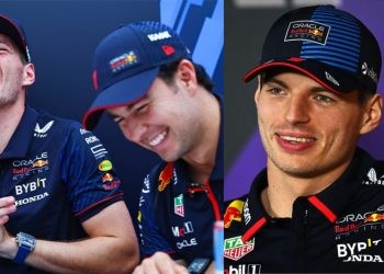 Max Verstappen with Sergio Perez (left), Verstappen (right) (Credits- News24, Reddit)