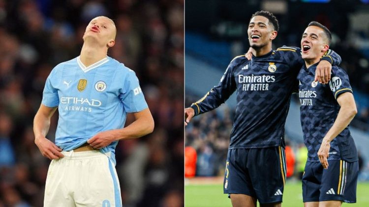 Erling Haaland after Manchester City lost to Real Madrid in UCL quarter-finals (left)