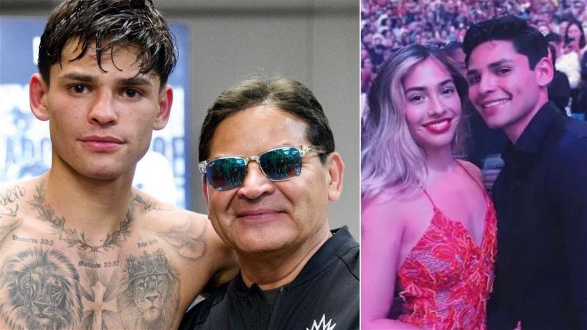 Ryan Garcia with father (left) and ex-wife Drea Celina (right)
