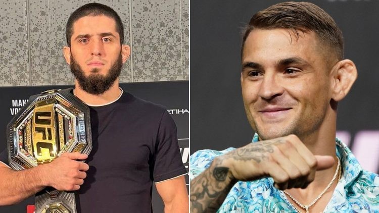 Islam Makhachev (left) and Dustin Poirier (right)