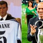Zinedine Zidane with the Champions League trophy (right)