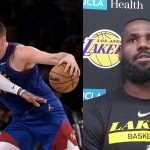 Los Angeles Lakers' LeBron James and Denver Nuggets' Nikola Jokic