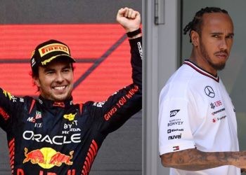 Sergio Perez (left), Lewis Hamilton (right) (Credits- Nagaland Post, The Sun)