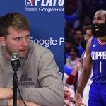Dallas Mavericks' Luka Doncic and Los Angeles Clippers' James Harden