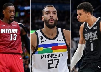 NBA 2024 Defensive Player of the Year Finalists Bam Adebayo, Rudy Gobert, and Victor Wembanyama (Credits - Five Reasons Sports Network, Complex, and FOX 59)
