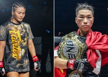 Stamp Fairtex (left) and Xiong Jing Nan (right).
