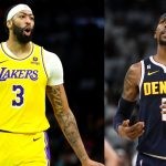 Los Angeles Lakers' Anthony Davis and Denver Nuggets' Kentavious Caldwell-Pope