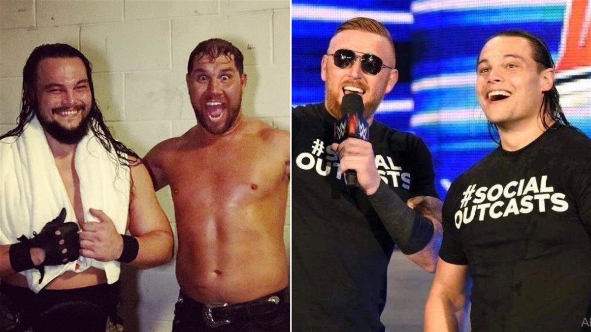 Bo Dallas with Curtis Axel and Heath Slater of Social Outcasts